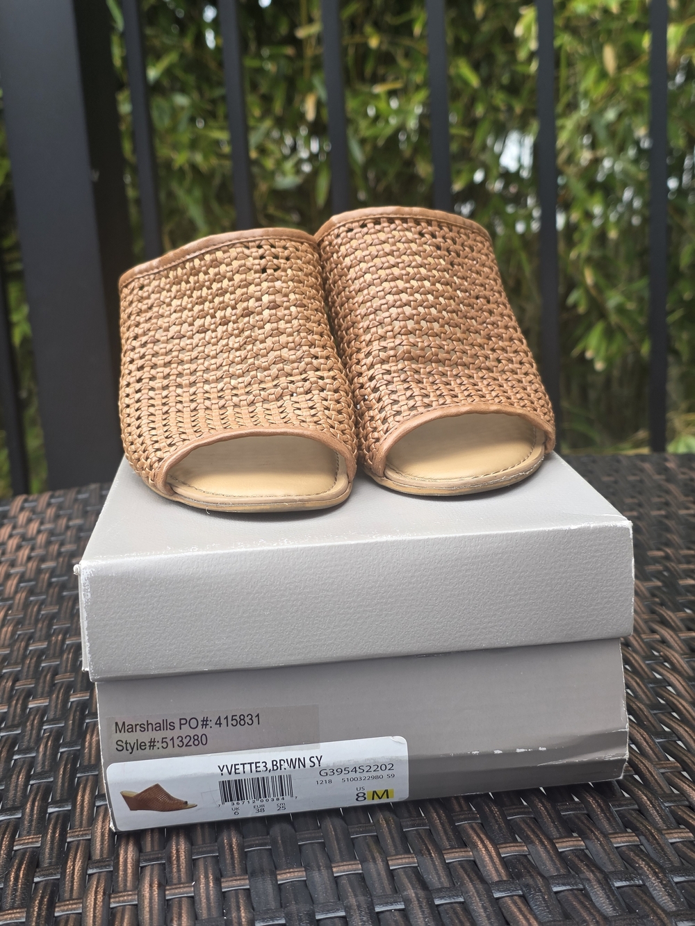 Franco Sarto Tan Woven Slide Sandals
